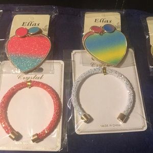 New heart shaped earrings and horse shoe-bracelet and sunglasses